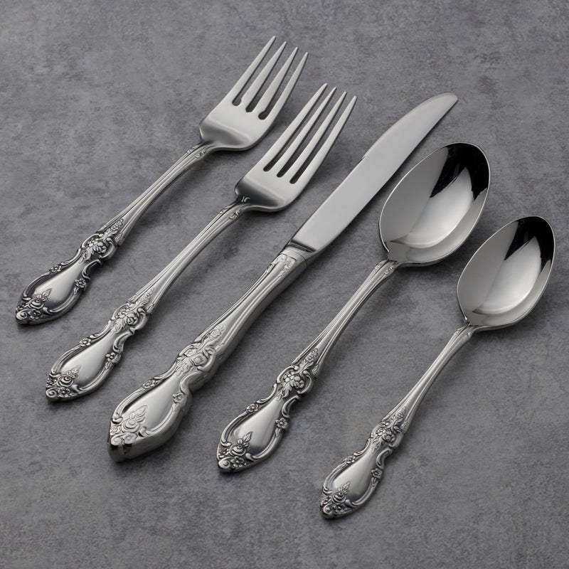 Oneida Silverware Set For 4, Louisiana 20-Piece Fine Flatware Set, Service For 4, 18/8 Stainless Steel, Silver, Mirror Finish, Knives Spoons and Forks, Dishwasher Safe, Tableware (Silver, 20 Pieces) - Image 5